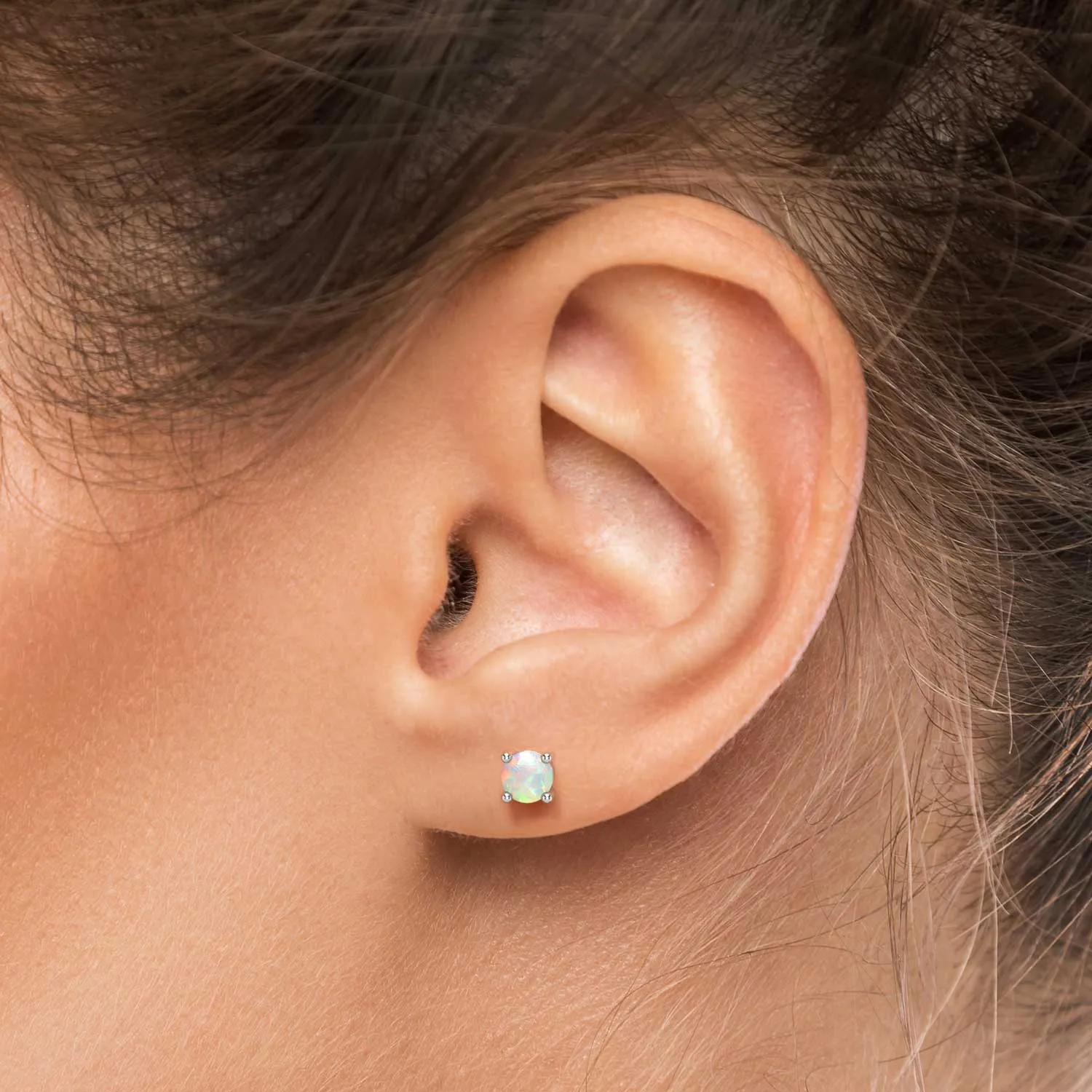 Opal Round Shape Stud Earrings in Sterling Silver - Irosk Australia ®