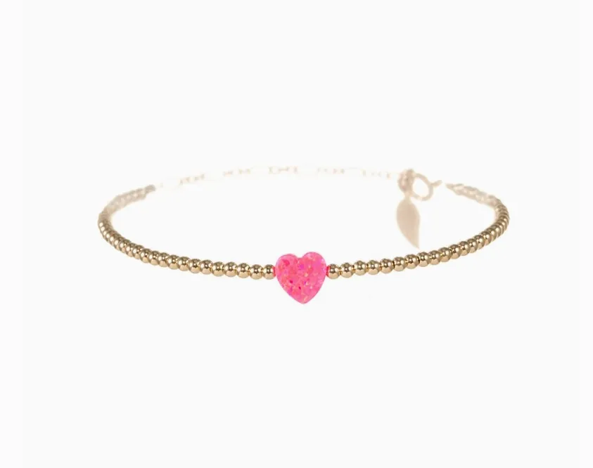 Opal Single Heart Stretch Bracelet