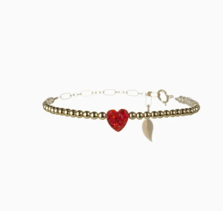 Opal Single Heart Stretch Bracelet