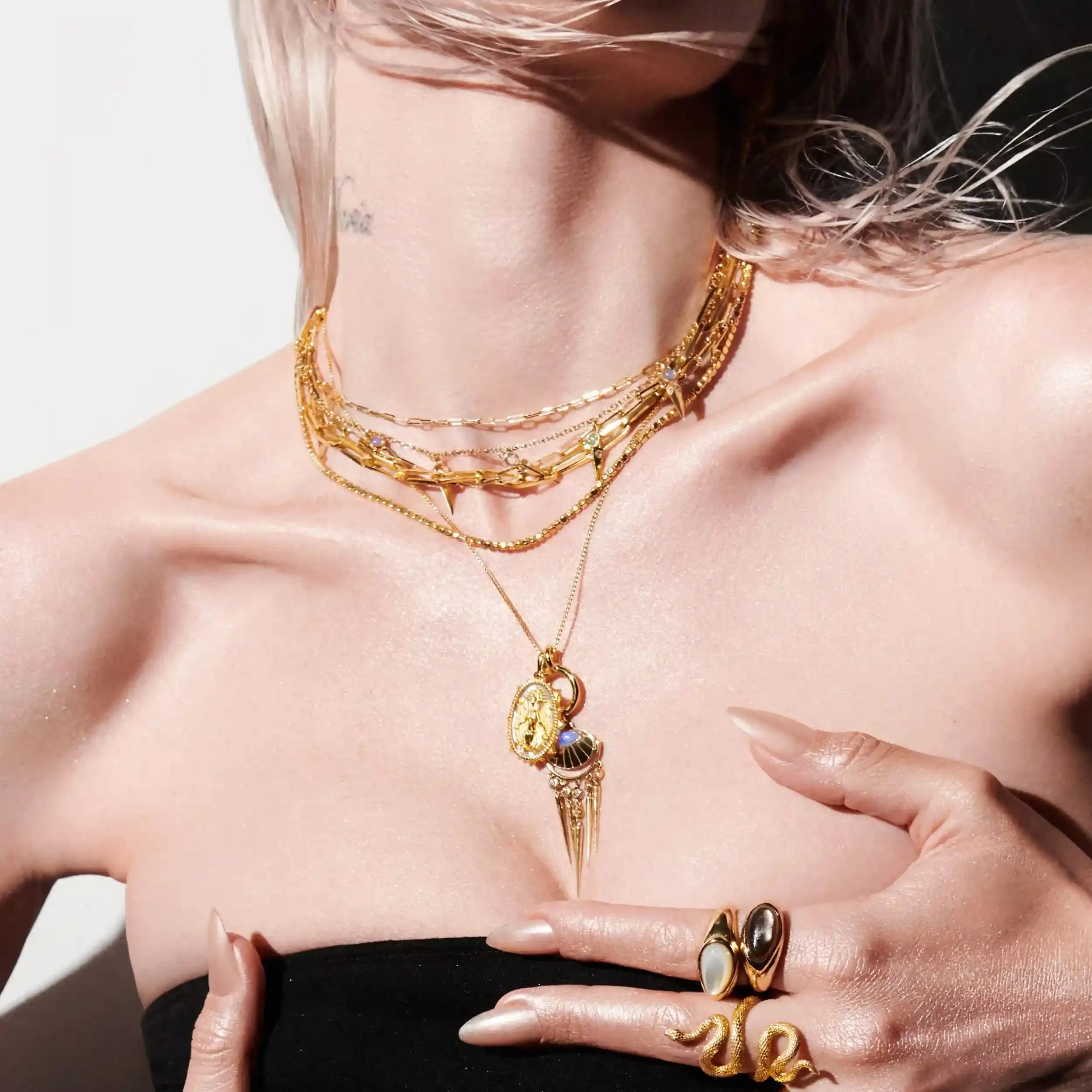 Opal Spike Collar Necklace