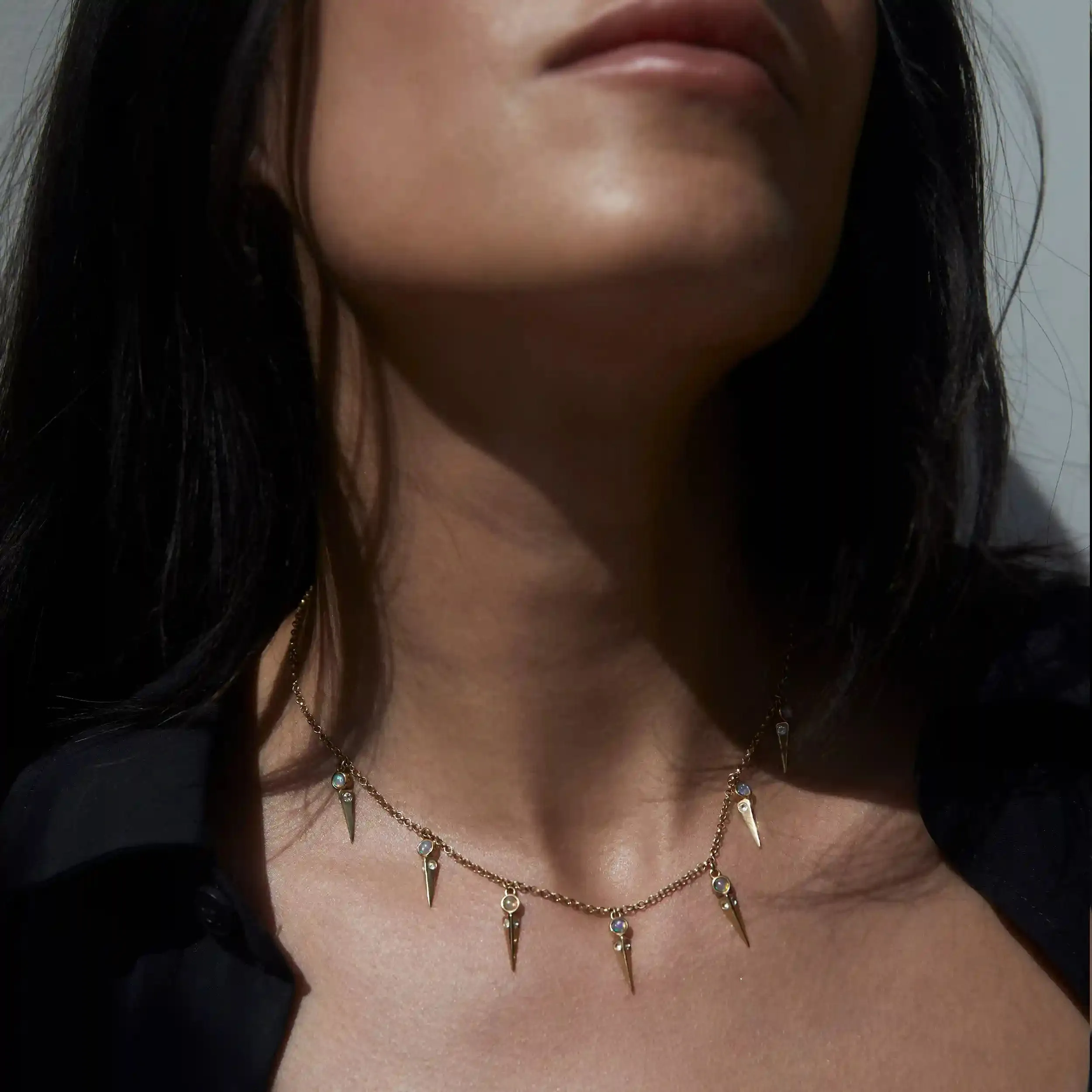 Opal Spike Collar Necklace