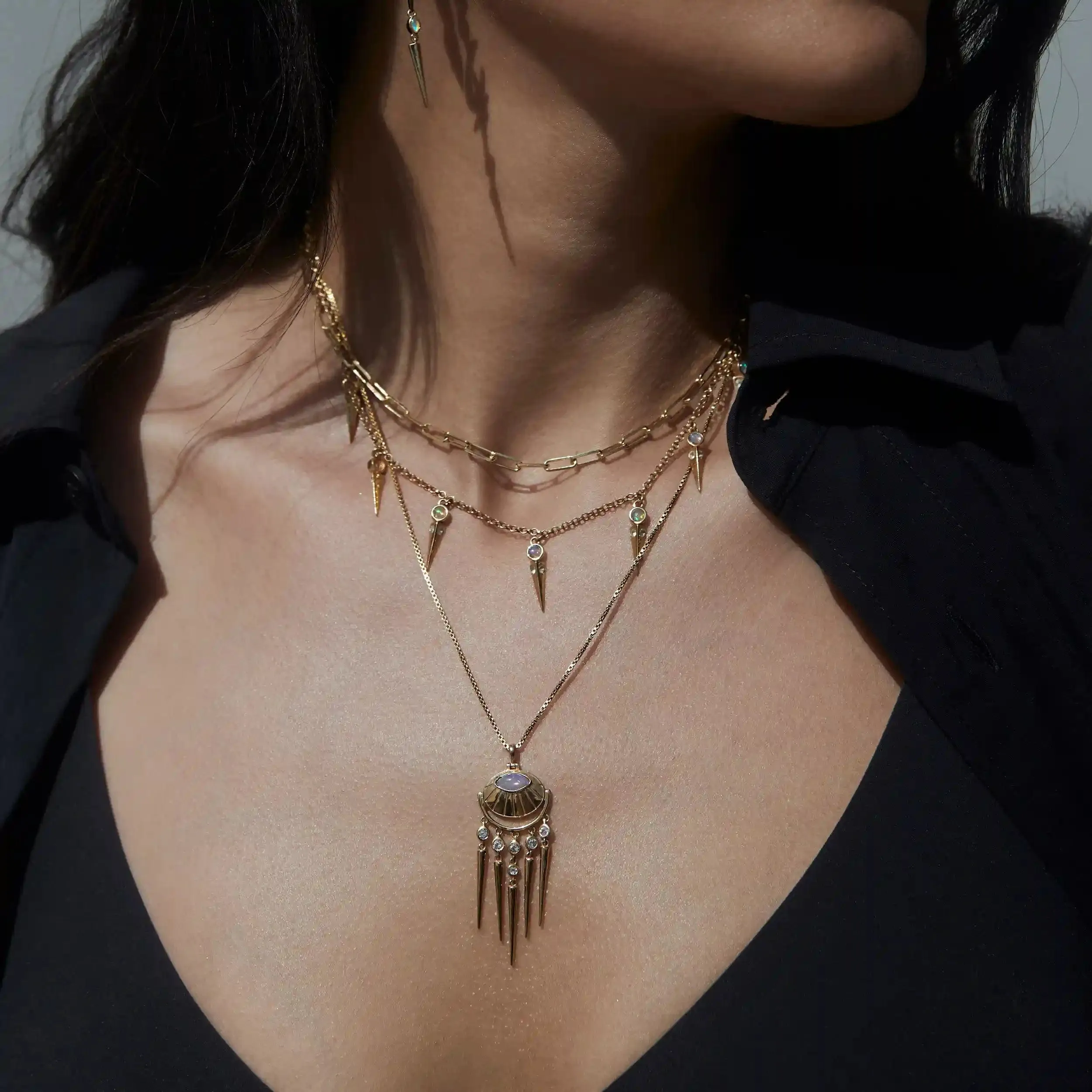 Opal Spike Collar Necklace