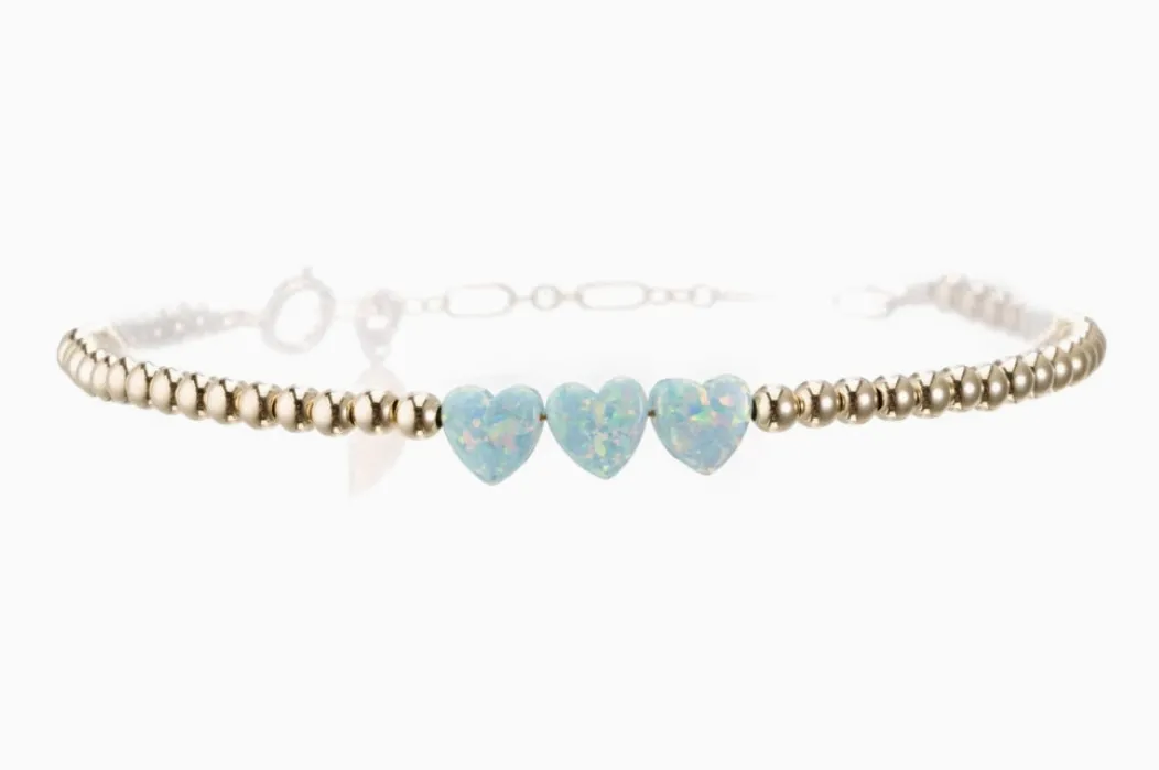 Opal Triple Heart Stretch Bracelet