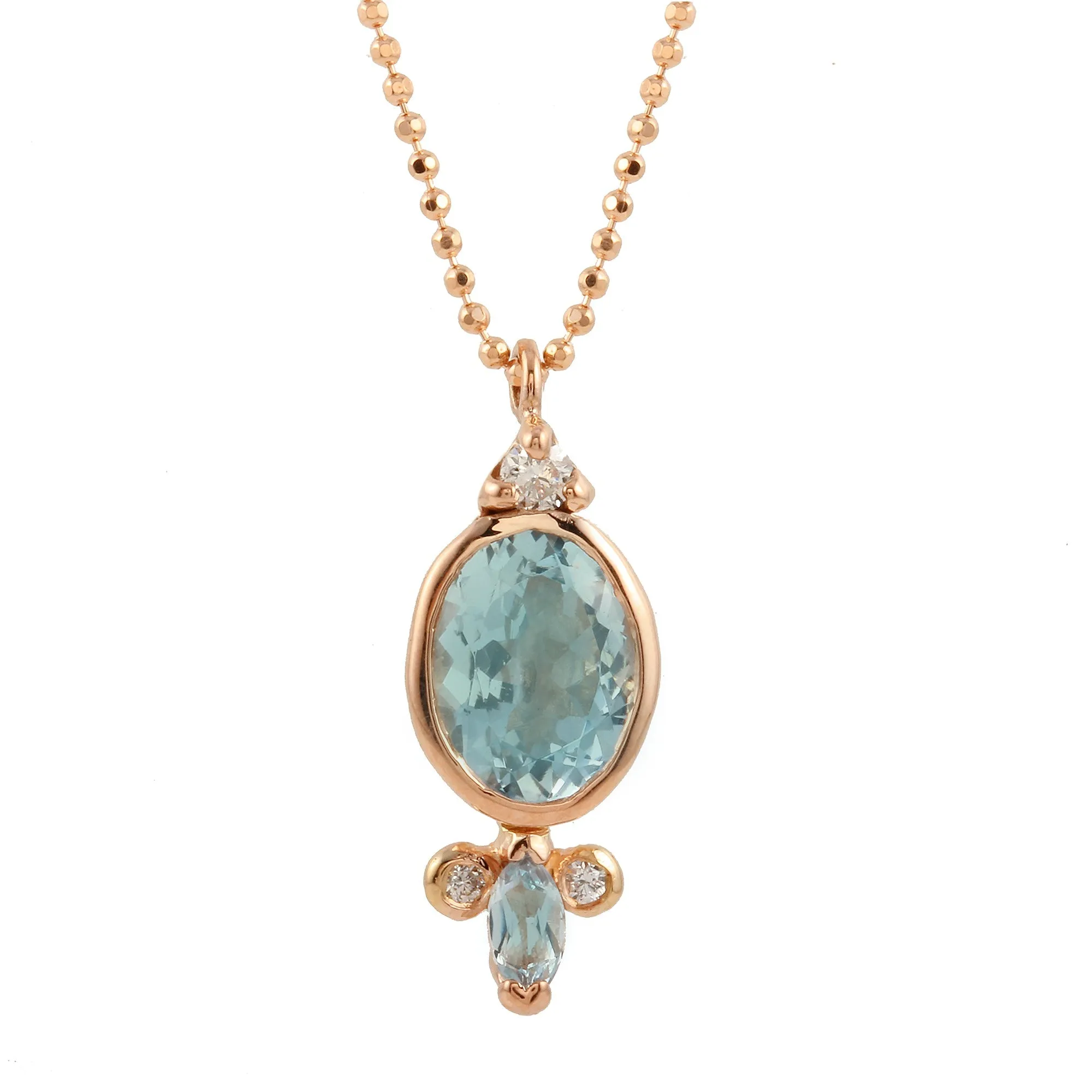 Oval Marquise Necklace, Aquamarine