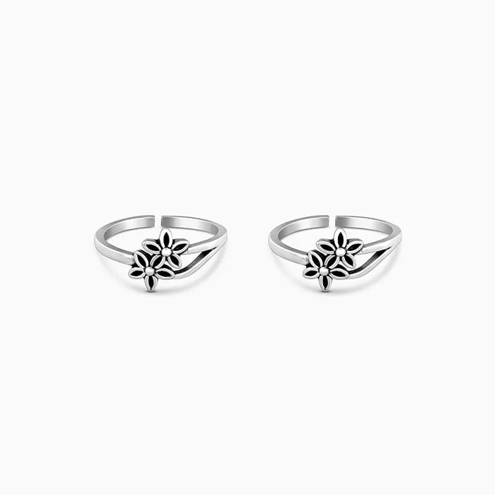 Oxidised Silver Blossom Toe Ring