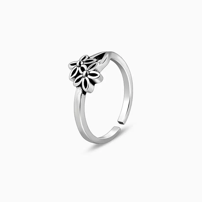 Oxidised Silver Blossom Toe Ring
