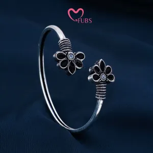 Oxidized Flower Cuff Bracelet