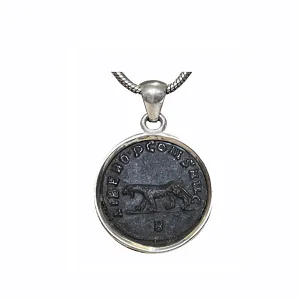 PANTHER Genuine Ancient Roman Bronze Coin 3rd cent. AD Silver Pendant
