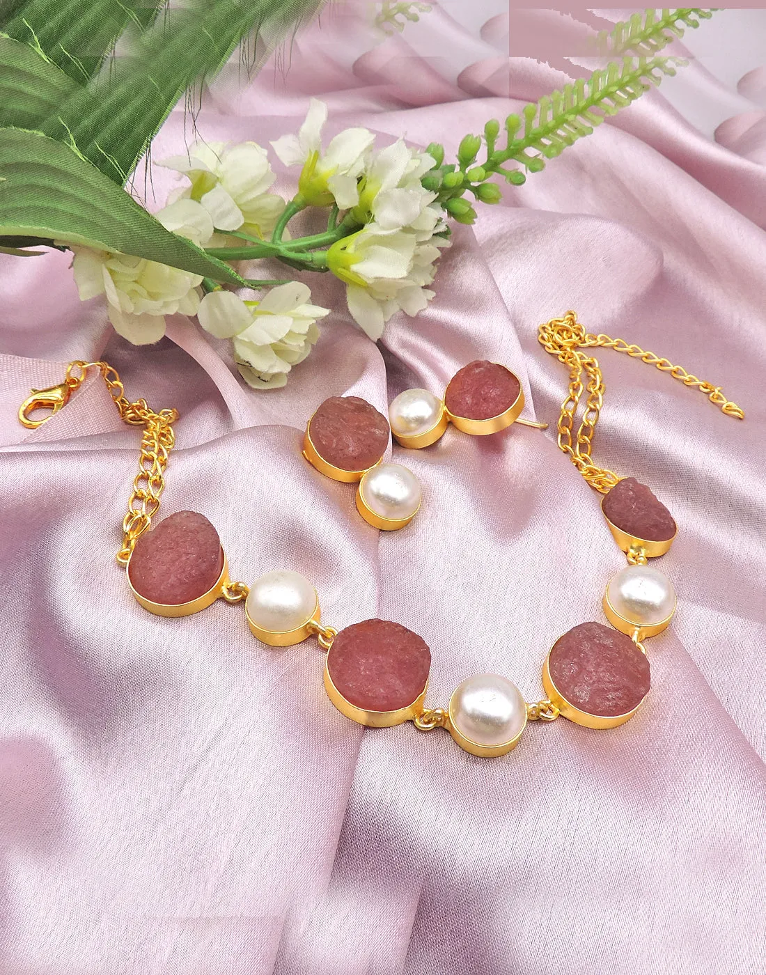 Pearl & Stone Earrings (Quartz)