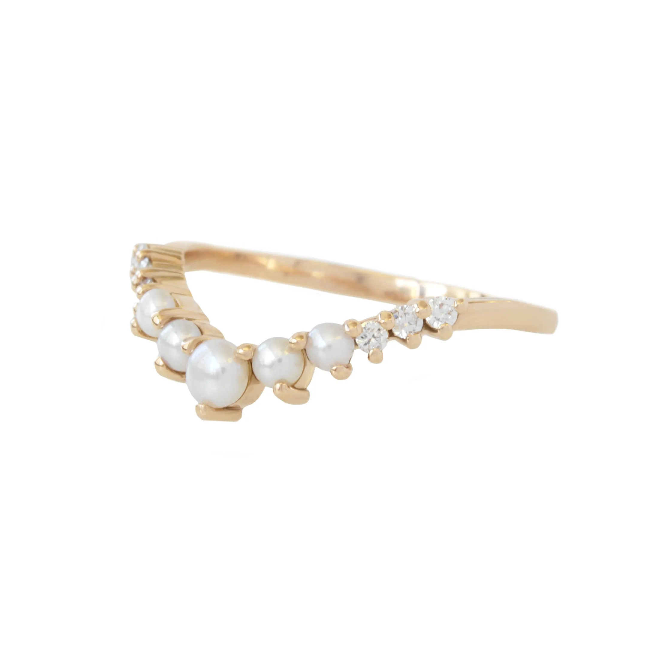 Pearl and Diamonds Vintage Nesting Ring