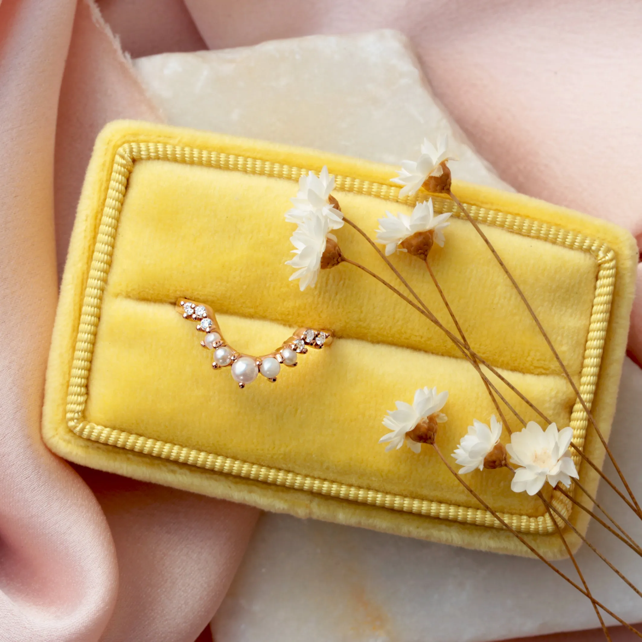 Pearl and Diamonds Vintage Nesting Ring
