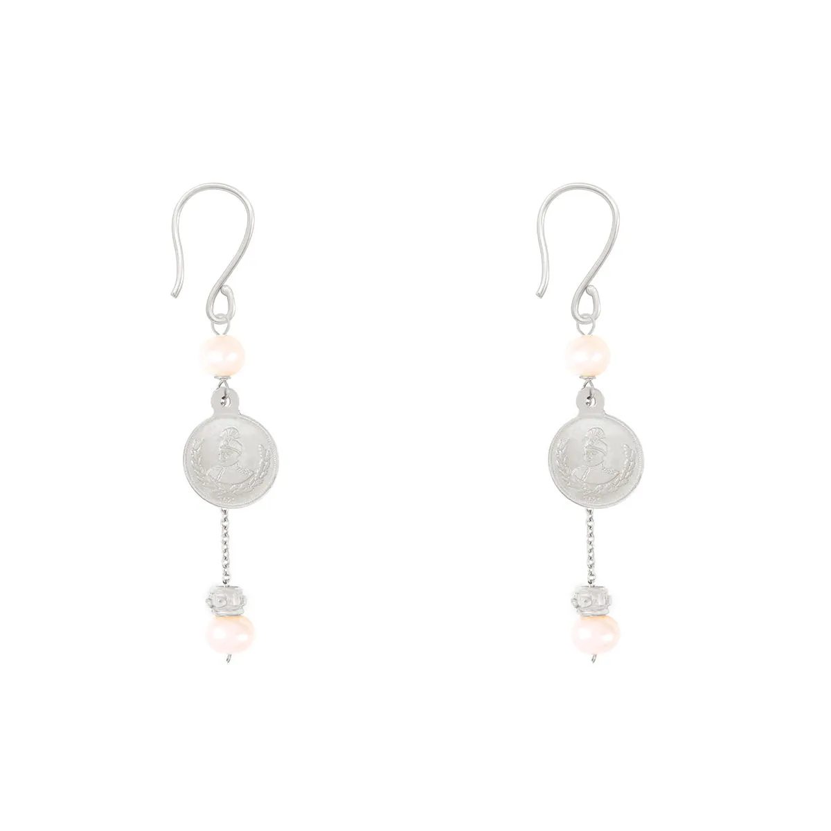 Pearl Gold Coin Drop Earrings