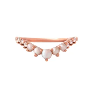 Pearls and Diamonds Dainty V-Ring