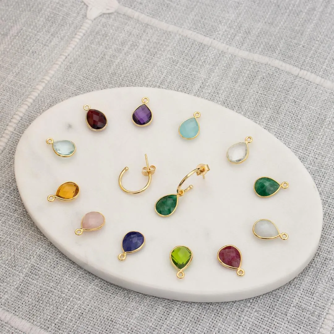 Peridot Drop Hoop Earrings | Rose Gold - August