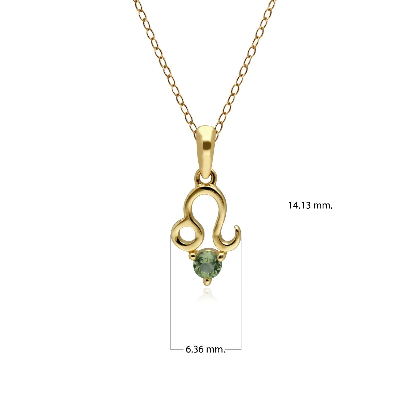 Peridot Leo Sternzeichen Anhänger in 9ct Gelb Gold