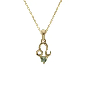 Peridot Leo Sternzeichen Anhänger in 9ct Gelb Gold