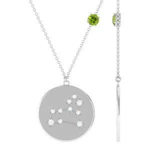 Peridot Leo Zodiac Pendant with Diamond