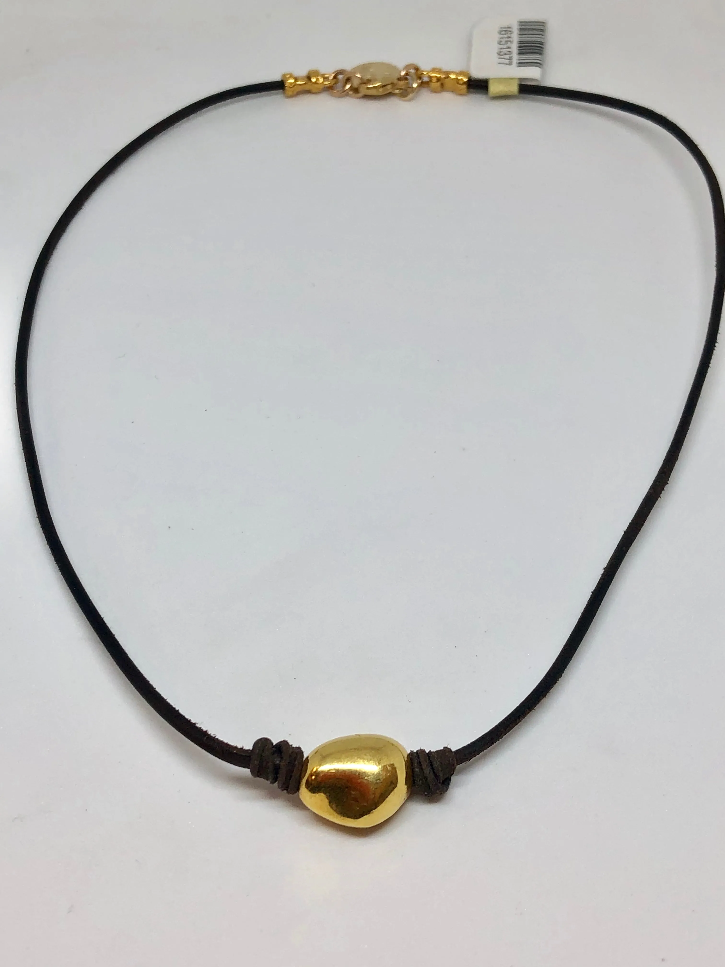 Perle By Lola 18K Gold Nugget Leather Choker