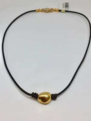 Perle By Lola 18K Gold Nugget Leather Choker