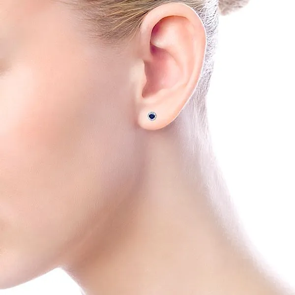 Petite Sapphire and Diamond Stud Earrings