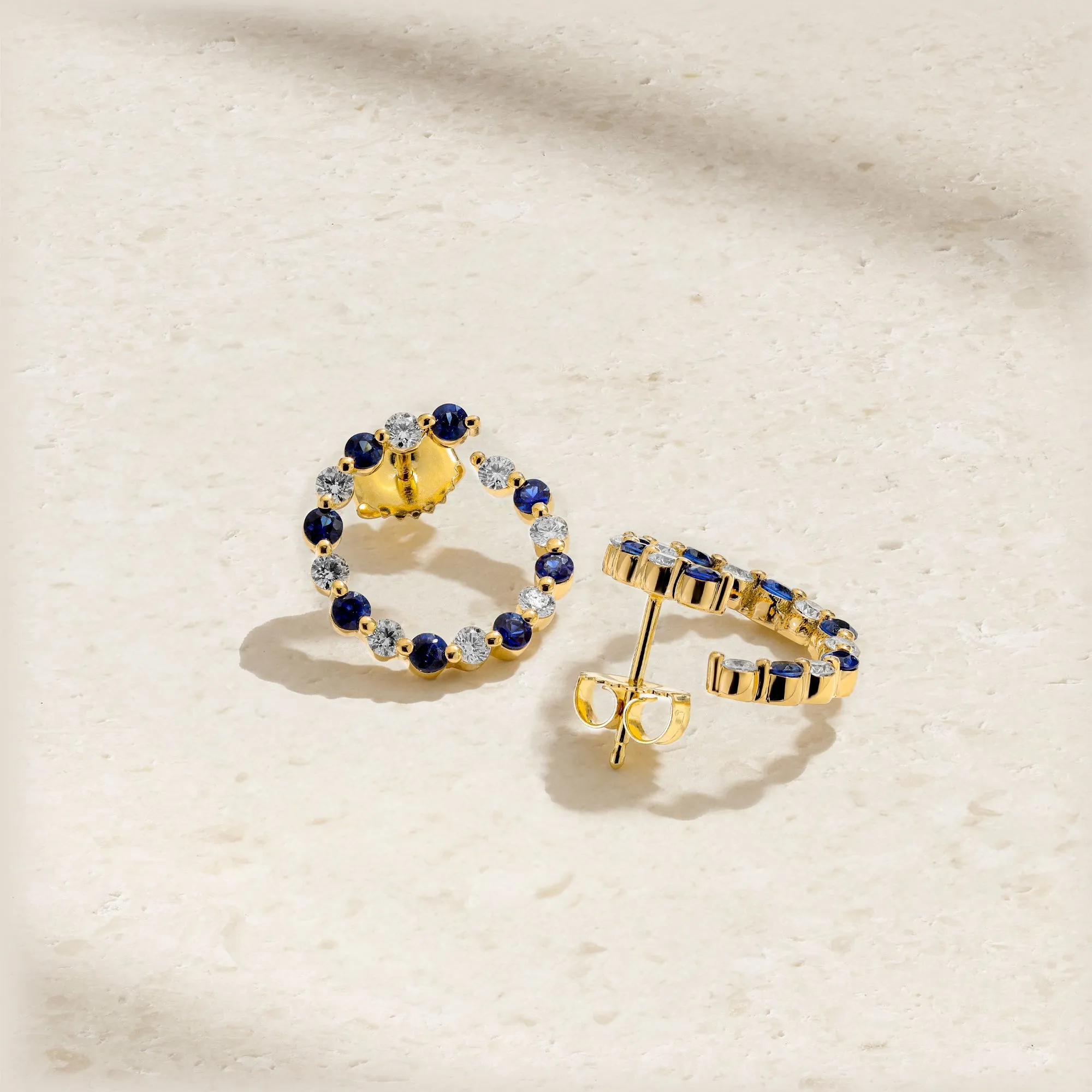 Petite Sphere of Life Sapphire and Diamond Hoop Earrings