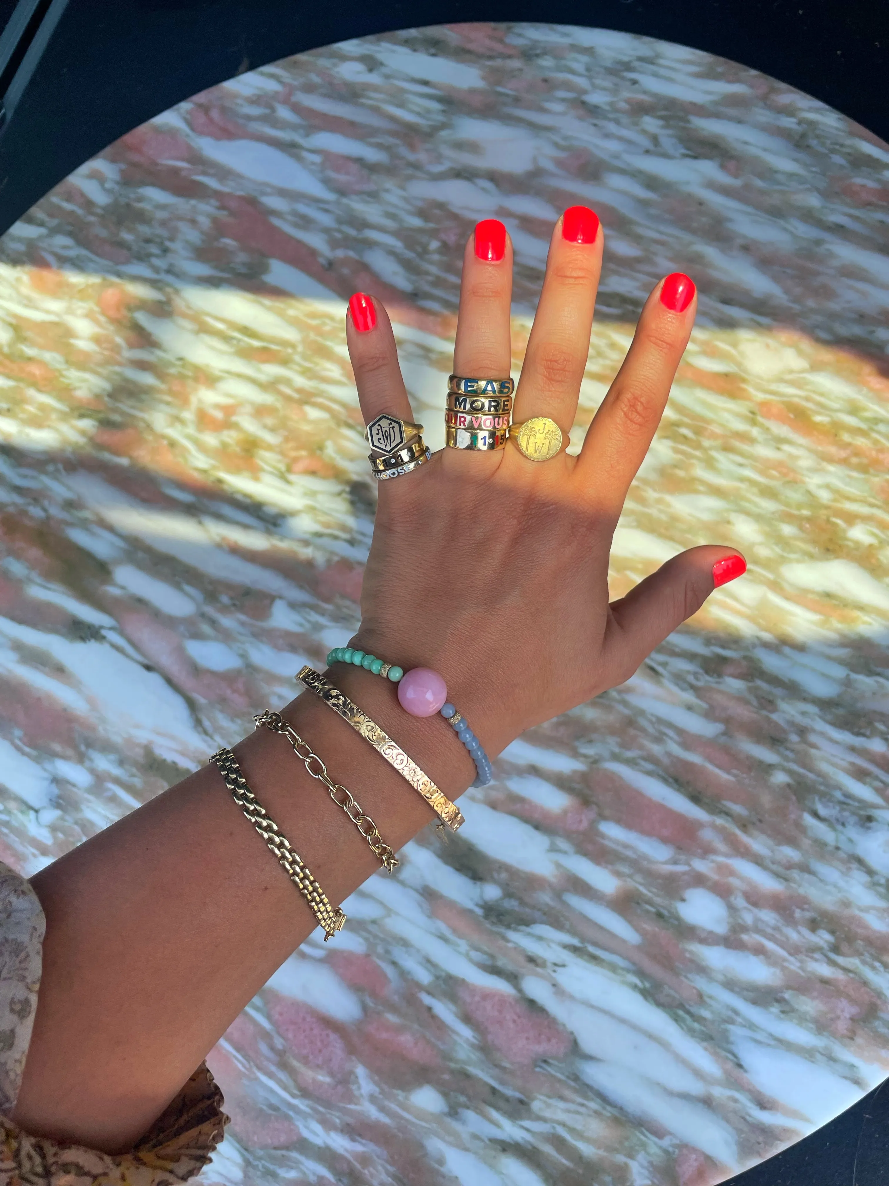 Pom Pom Bracelet - Pink Opal