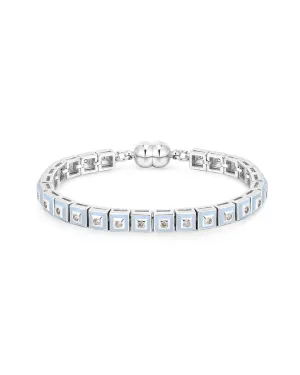 Pyramid Stud Tennis Bracelet- Baby Blue- Silver