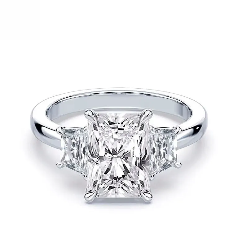 Radiant Cut Trapezoid Three Stone