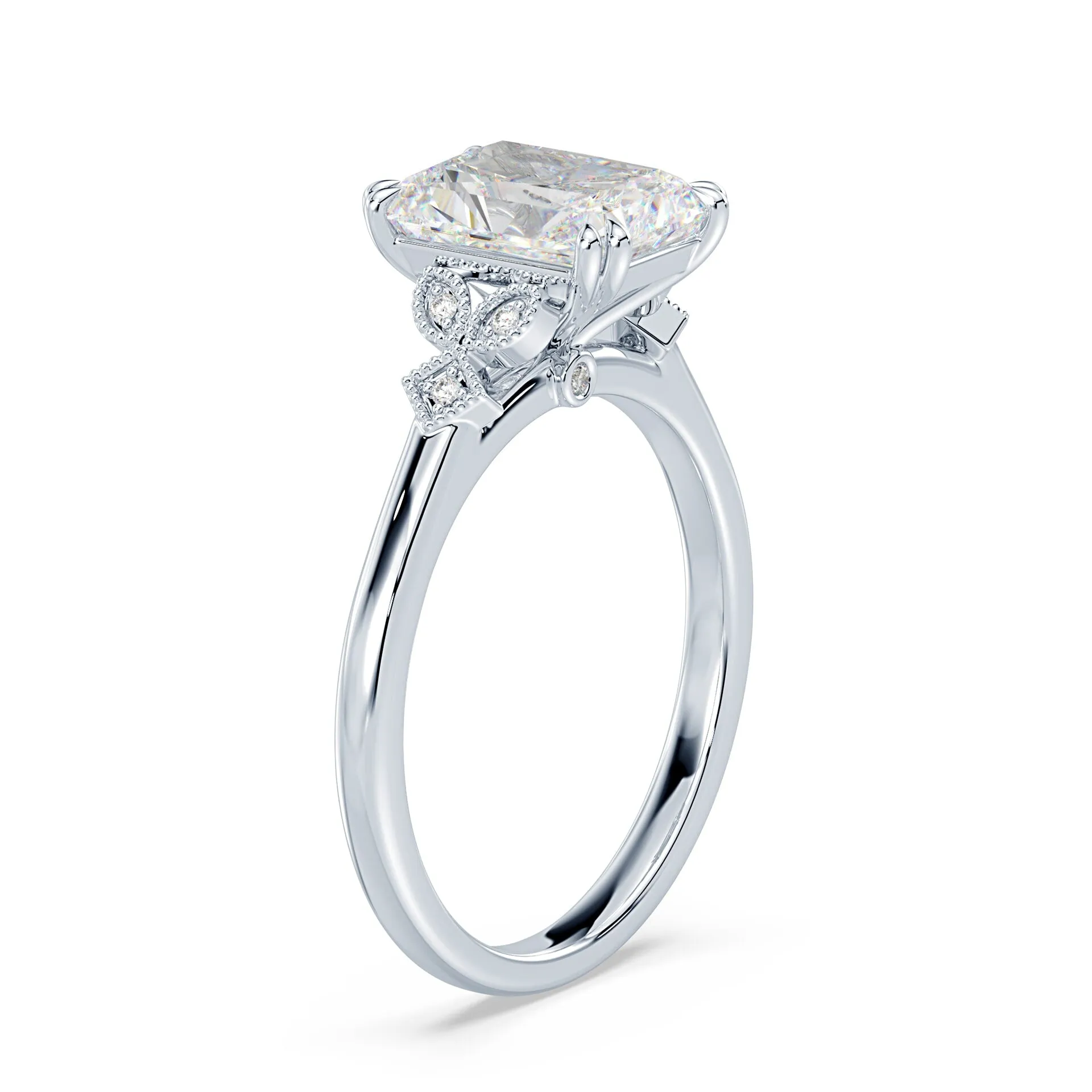 Radiant Cut Vintage Peekaboo Ring