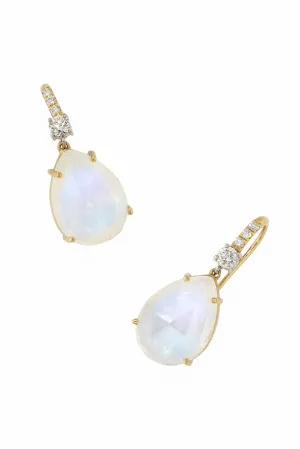 Rainbow Moonstone Gem Drop Earrings