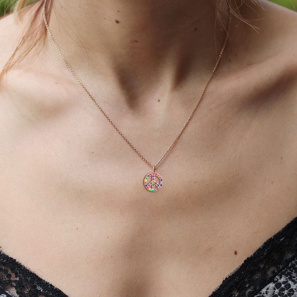 Rainbow Peace Sign Pendant