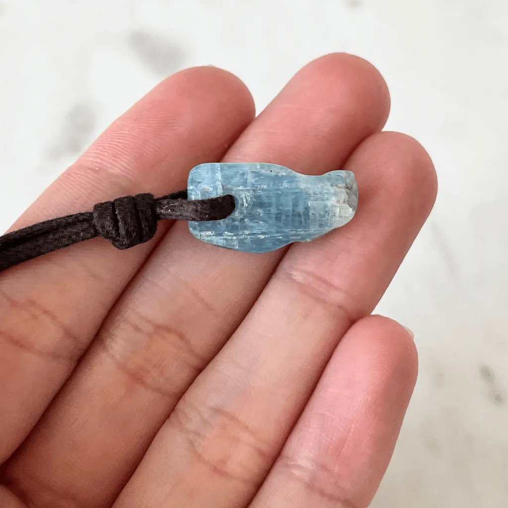 Raw Aquamarine Stick Gemstone Pendant - Unique OOAK Piece