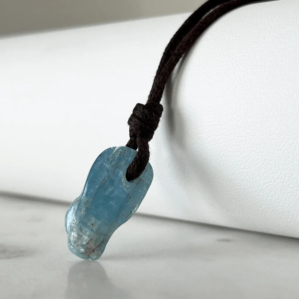 Raw Aquamarine Stick Gemstone Pendant - Unique OOAK Piece
