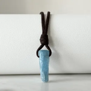 Raw Aquamarine Stick Gemstone Pendant - Unique OOAK Piece
