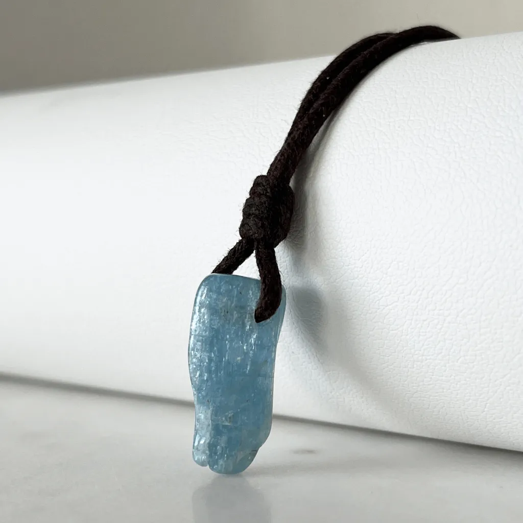 Raw Aquamarine Stick Gemstone Pendant - Unique OOAK Piece