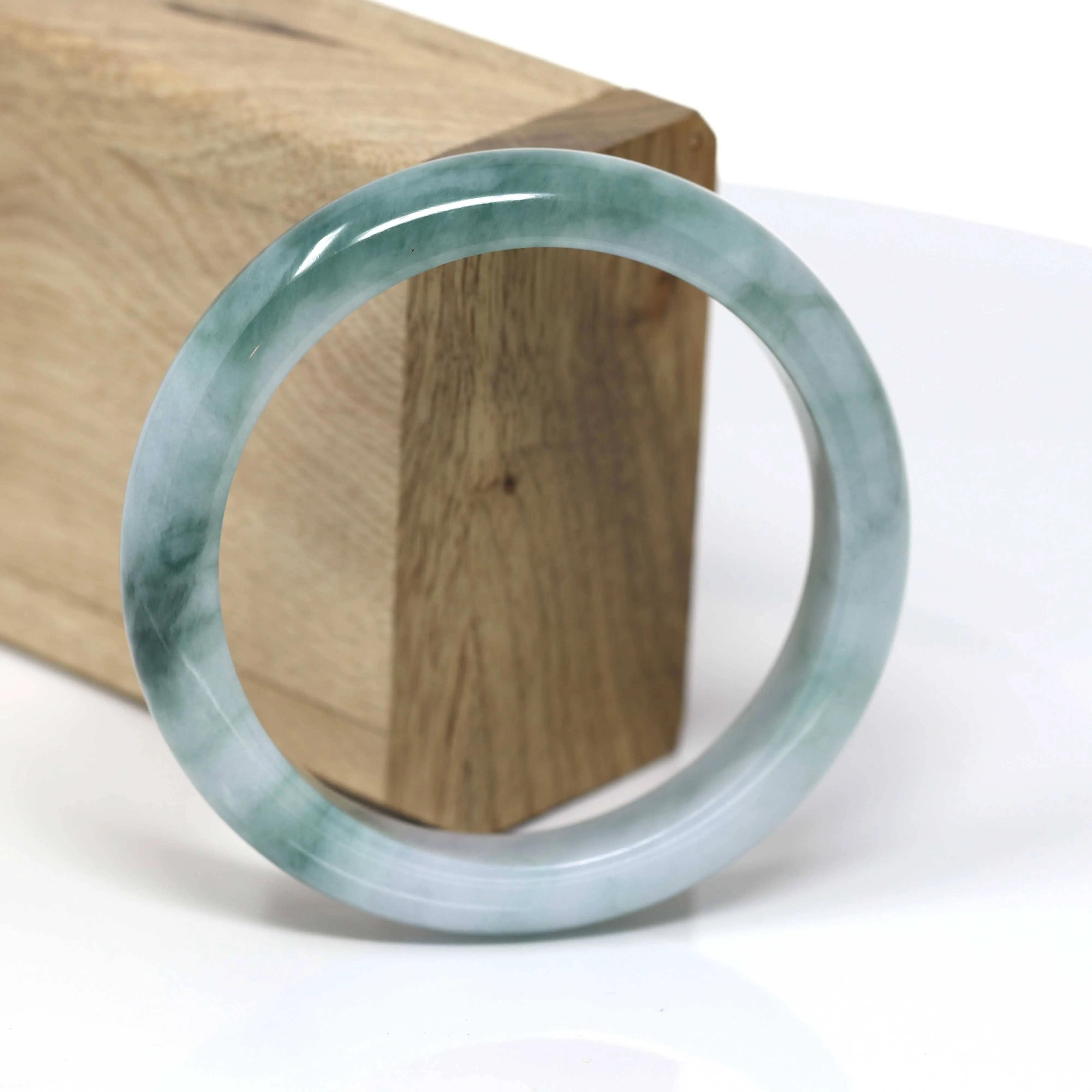 Real Burmese Jadeite Jade Bangle Bracelet (  57.8 mm )#432