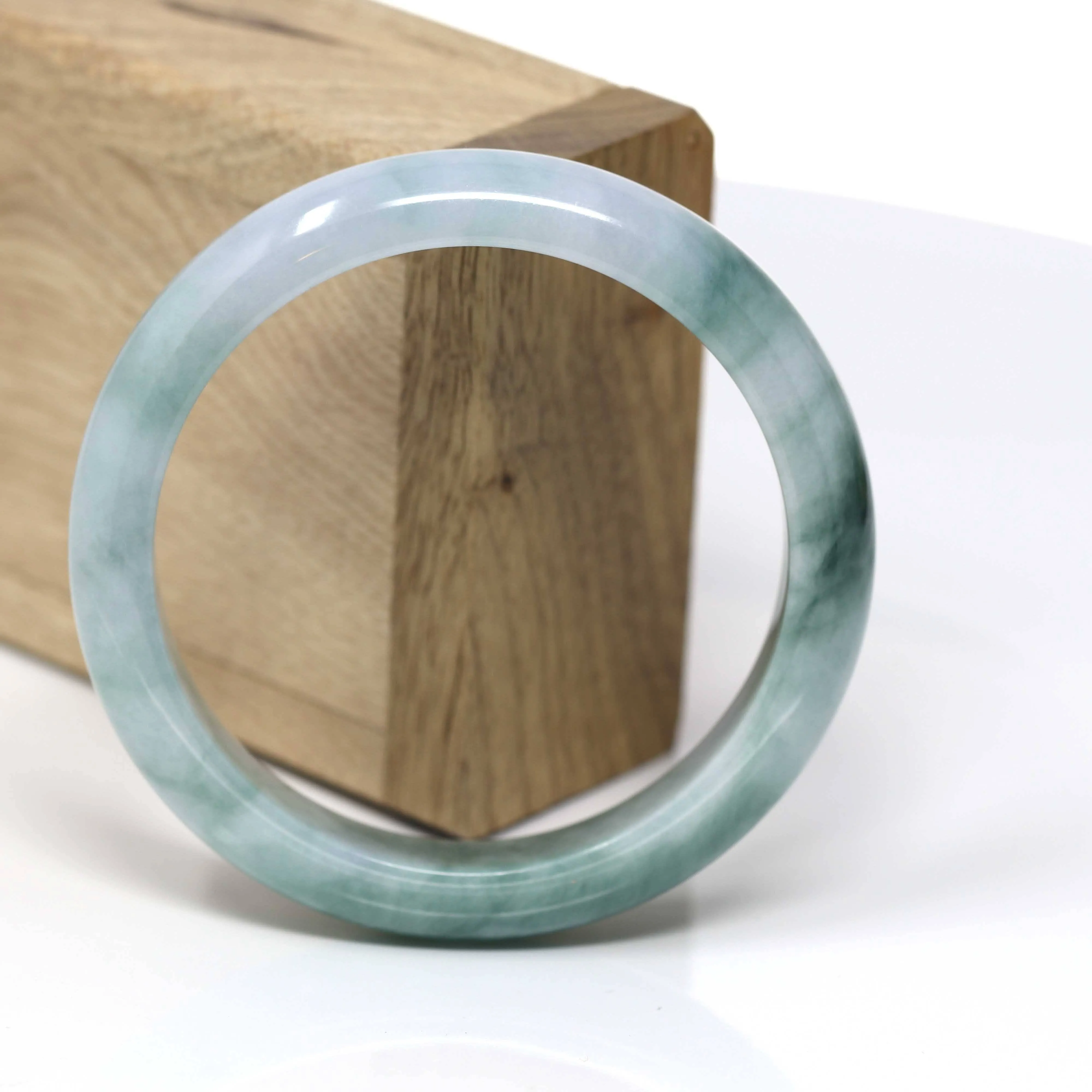 Real Burmese Jadeite Jade Bangle Bracelet (  57.8 mm )#432