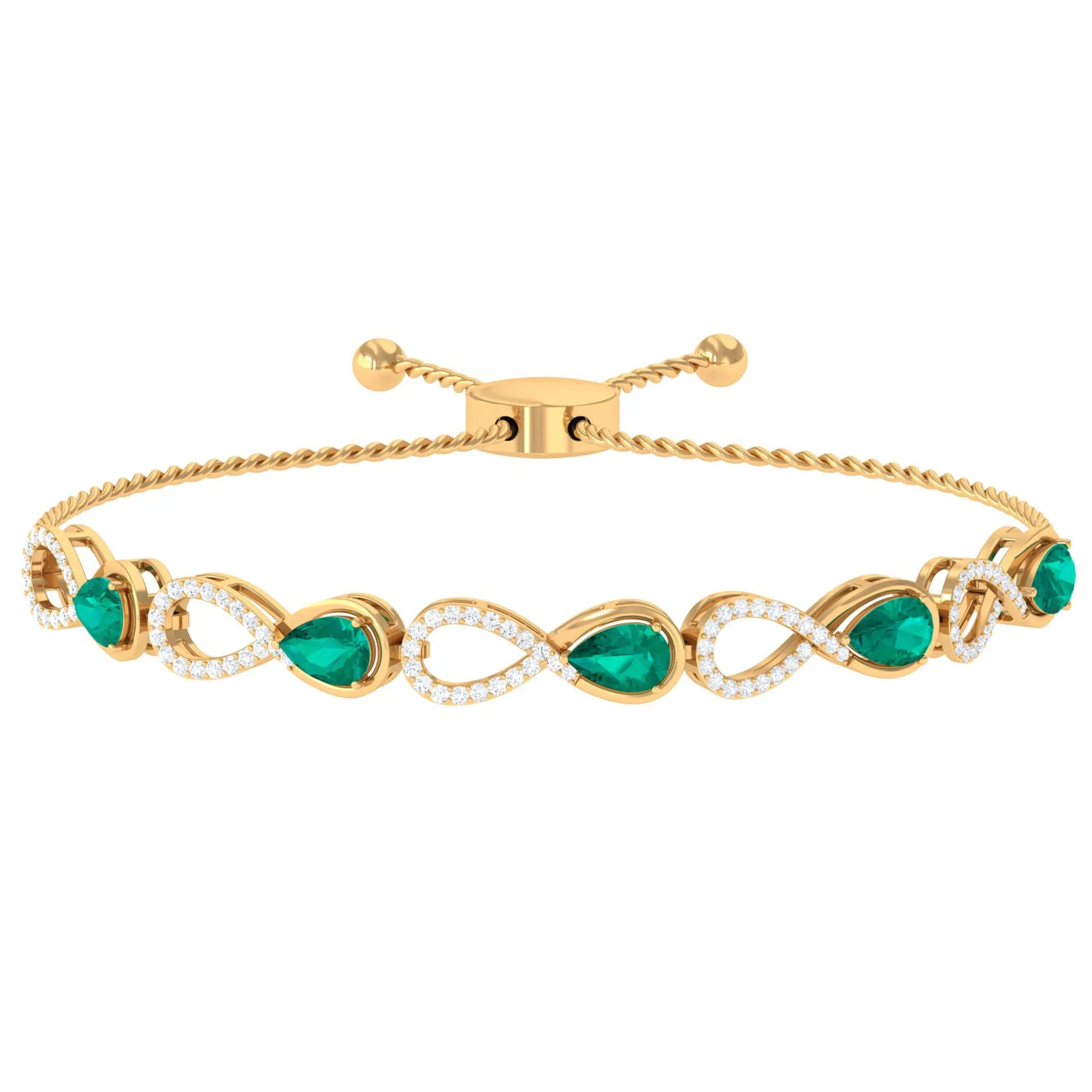 Real Emerald Infinity Bracelet With Moissanite