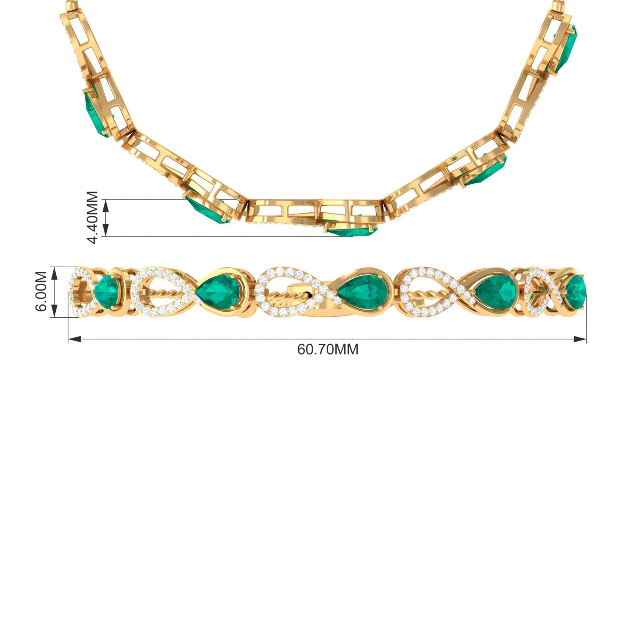 Real Emerald Infinity Bracelet With Moissanite