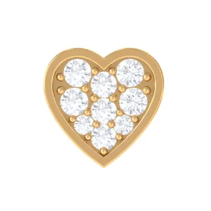 Real Moissanite Heart Earring for Upper Lobe Piercing