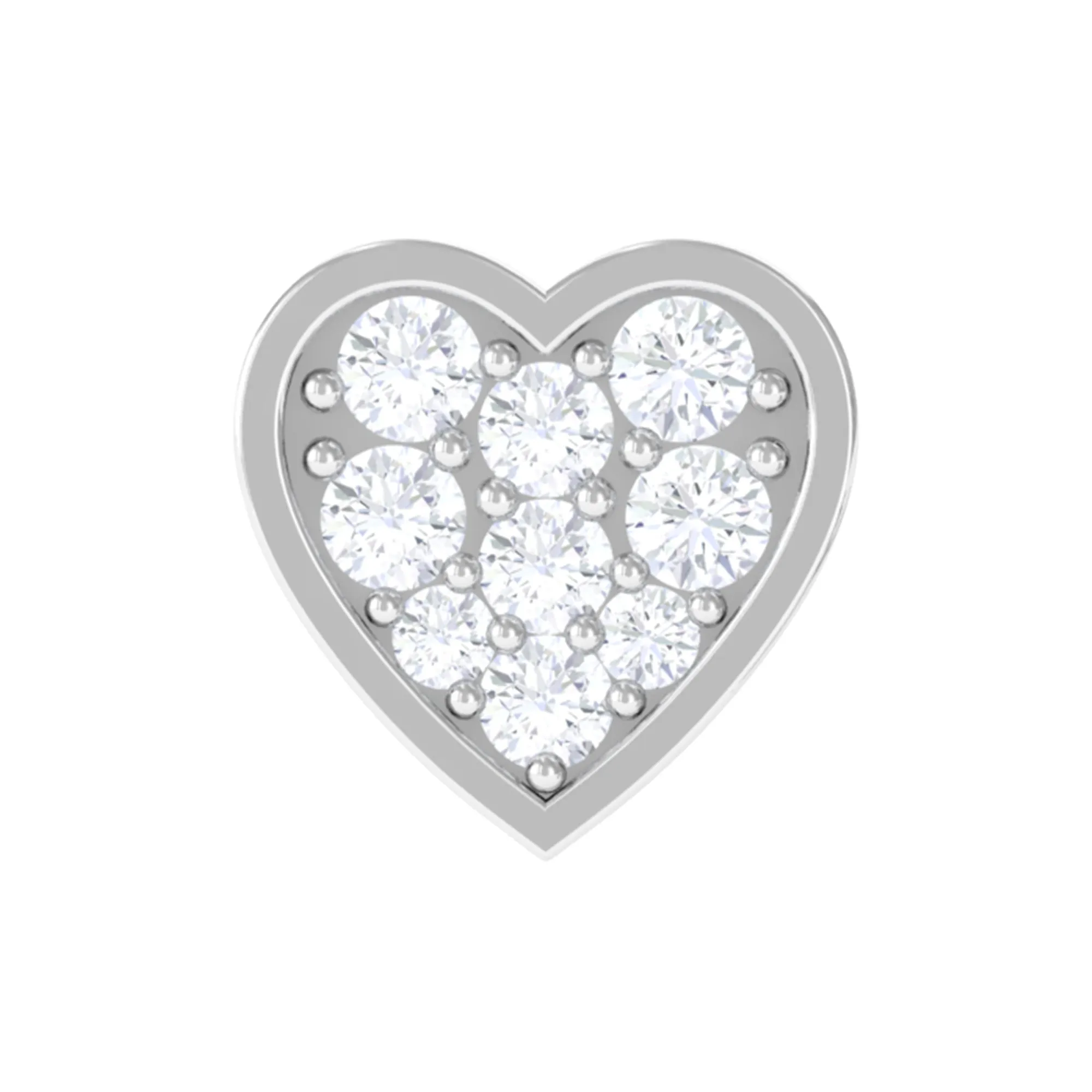 Real Moissanite Heart Earring for Upper Lobe Piercing