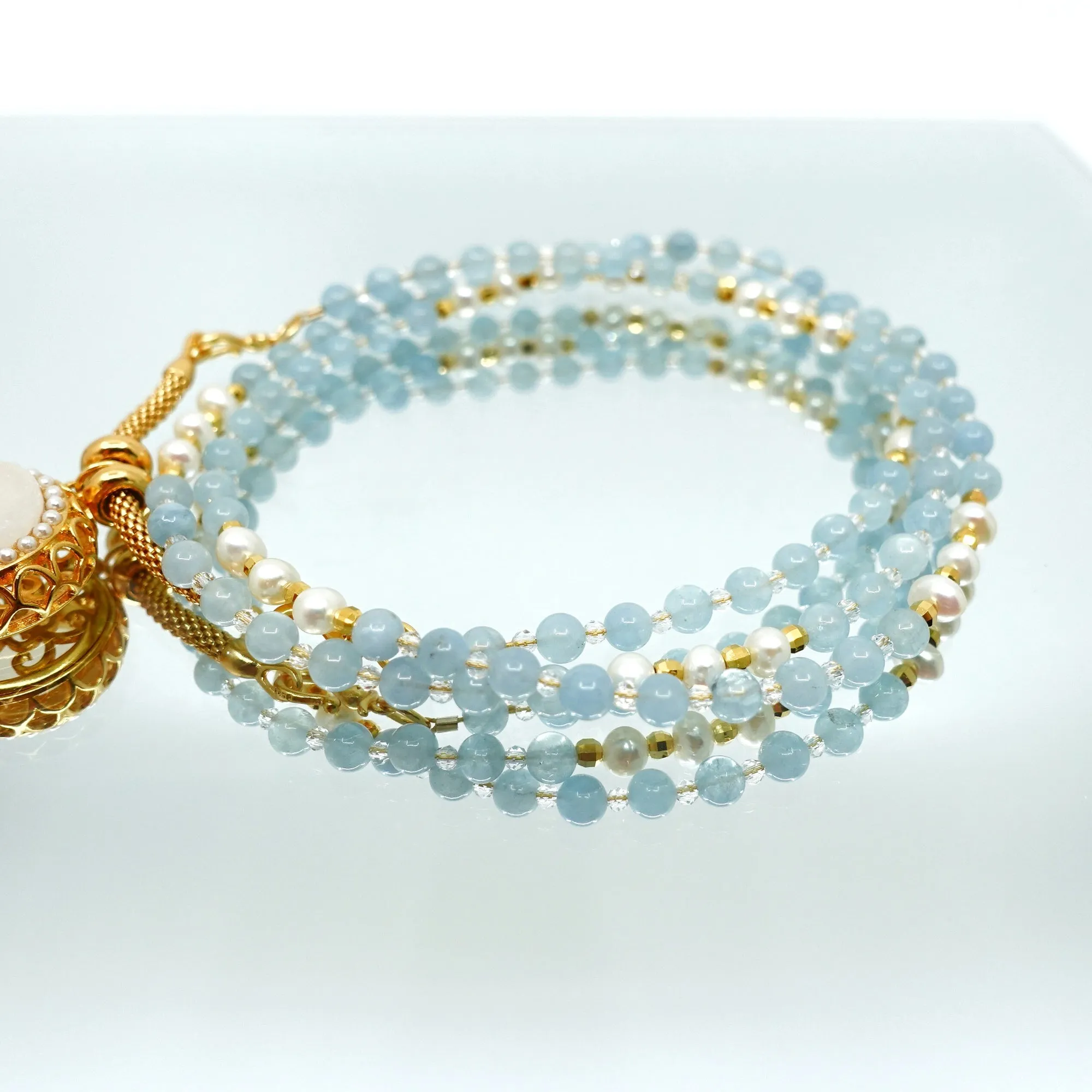 Return to Origin 4mm Aquamarine Necklace Set