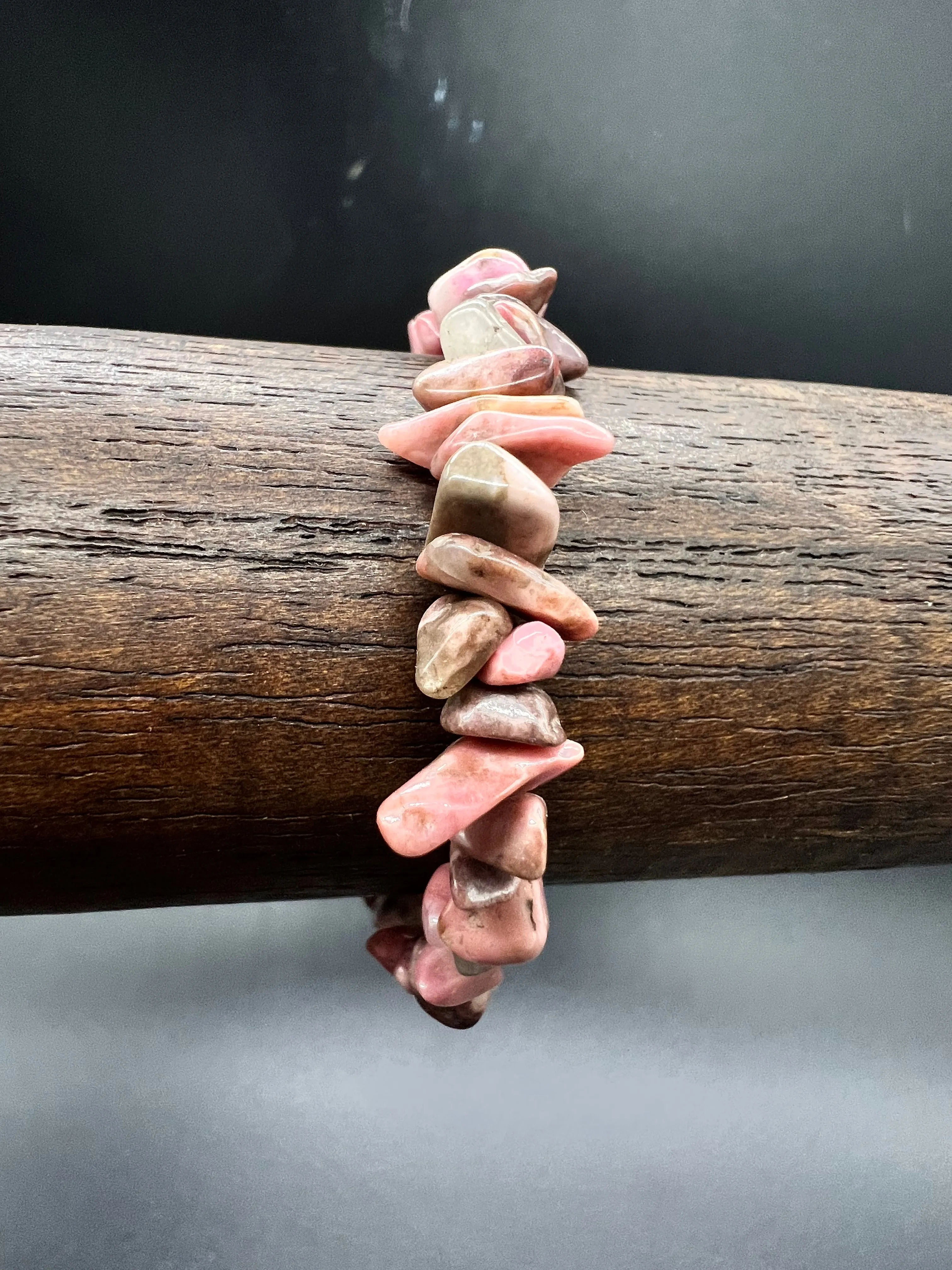 Rhodocrosite Crystal Chip Bracelet