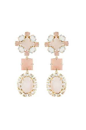 Rose Quartz Amethyst Moonstone Drop Earrings