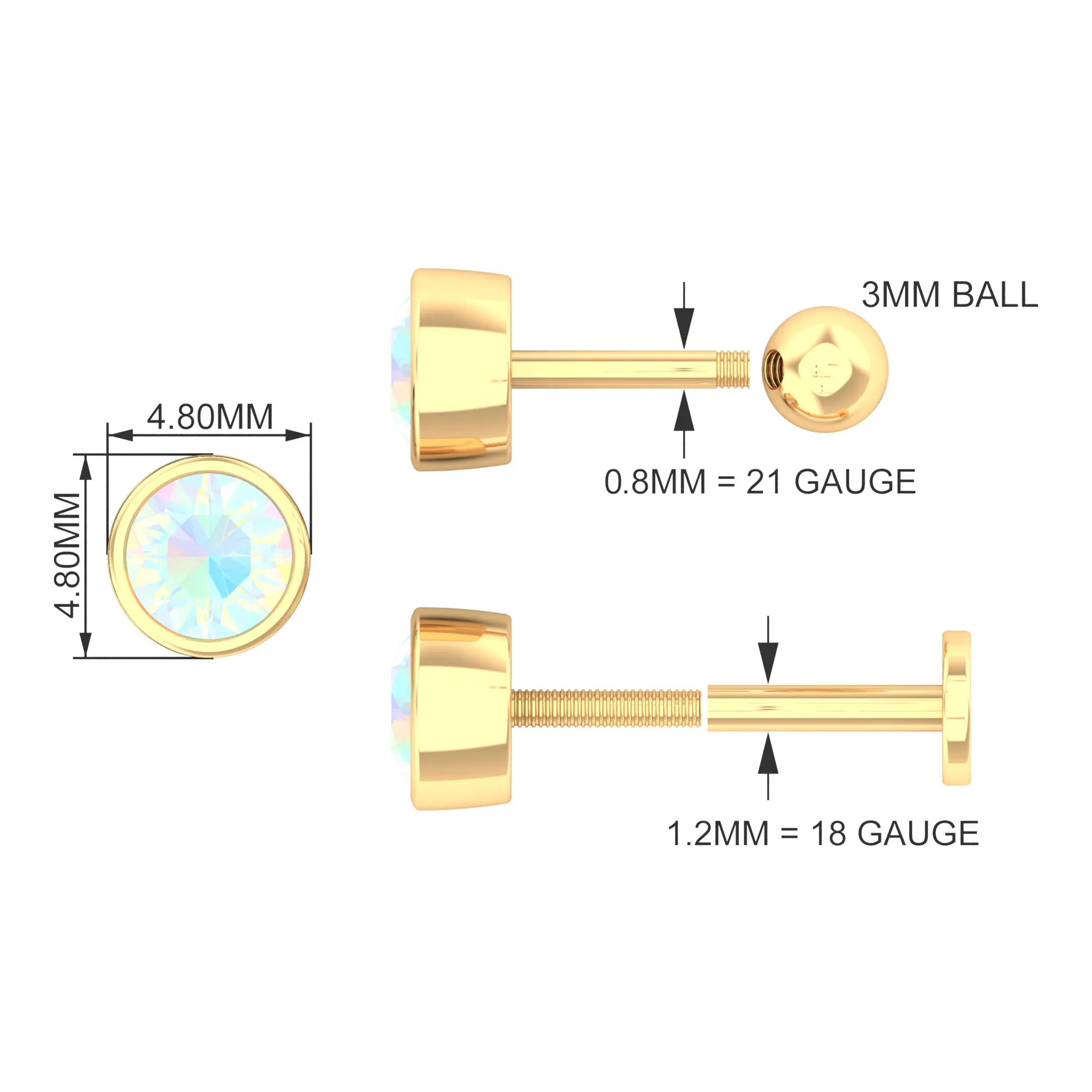 Round Ethiopian Opal Helix Earring in Gold