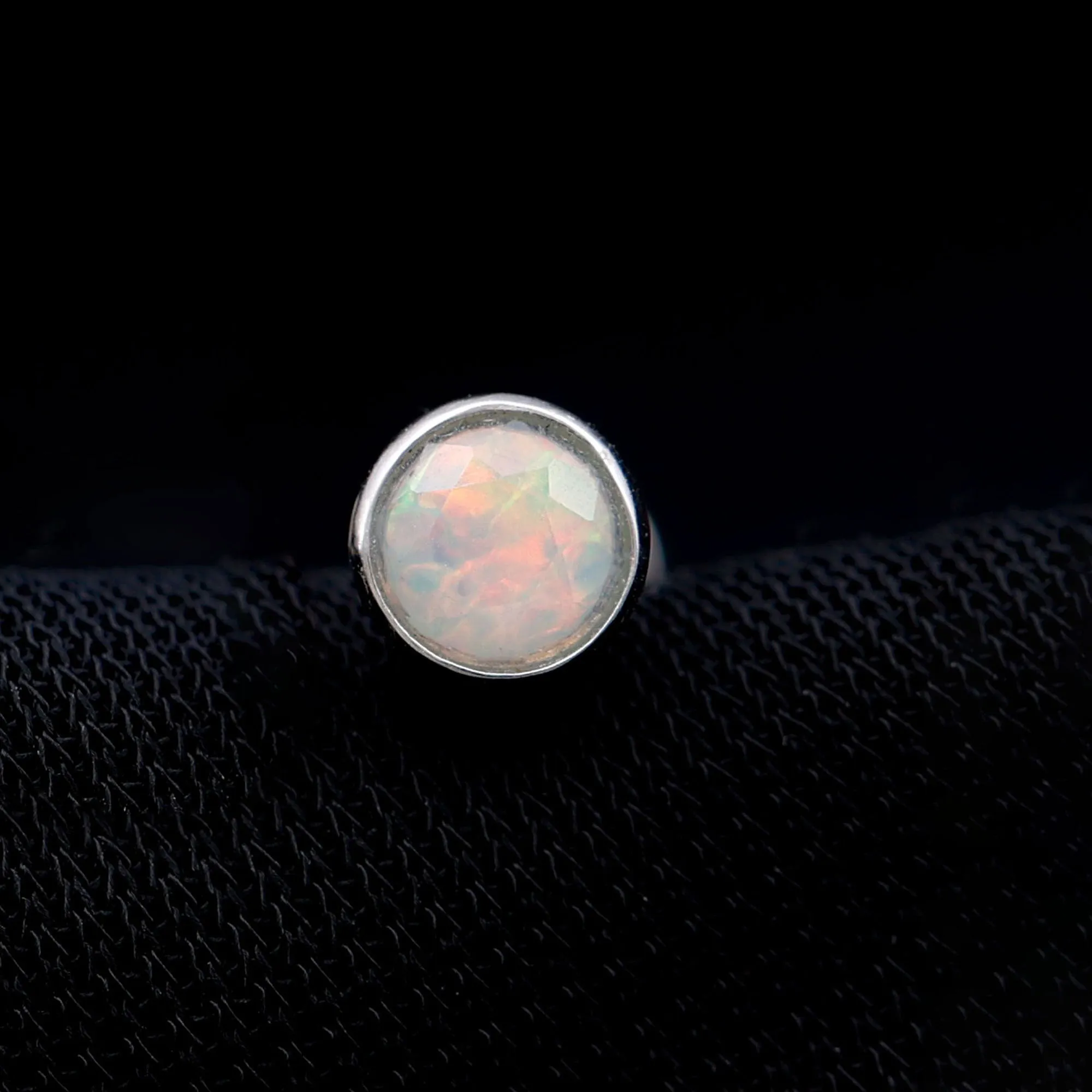 Round Ethiopian Opal Helix Earring in Gold