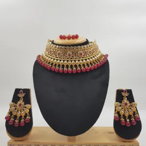 Ruby Gold Look Necklace Set 15632-2779