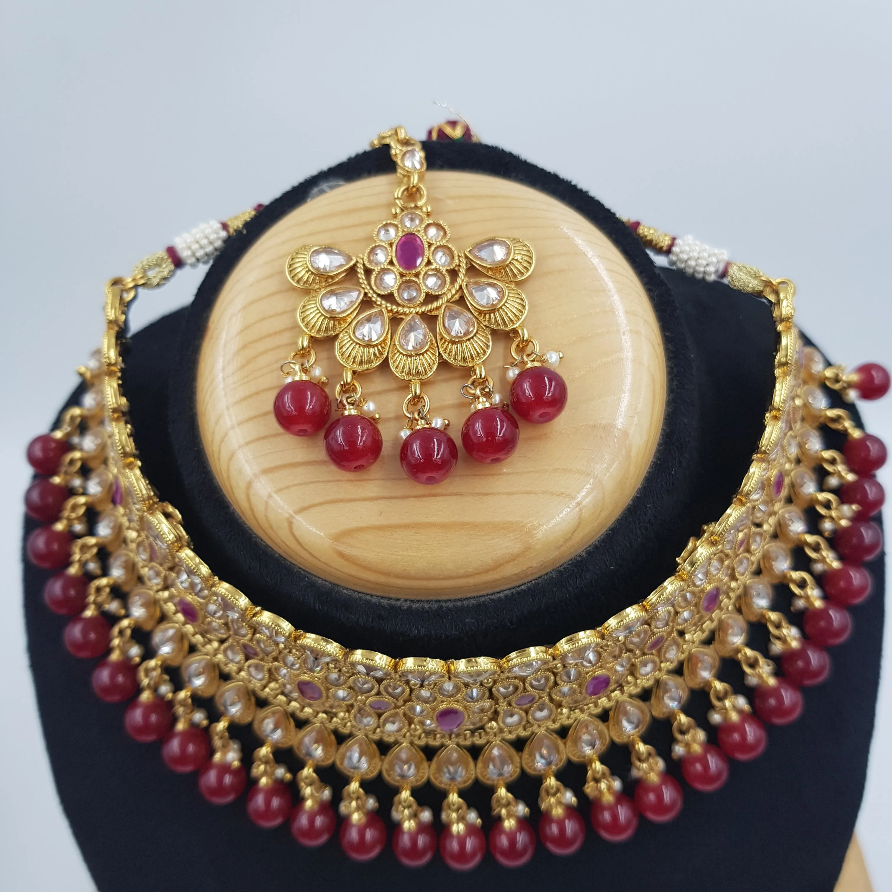 Ruby Gold Look Necklace Set 15632-2779