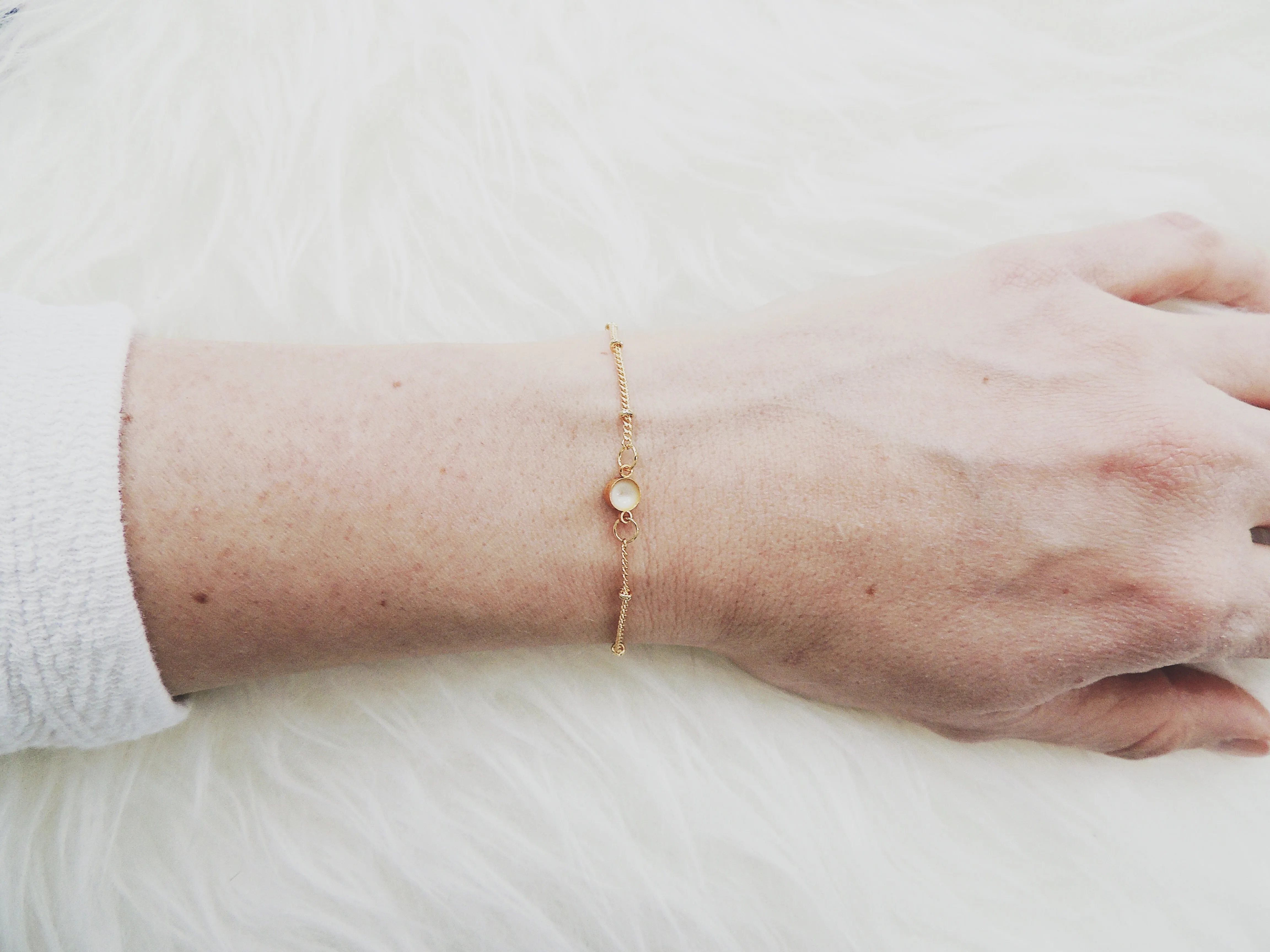 SALE- Enamel Dot Bracelet-Pearl