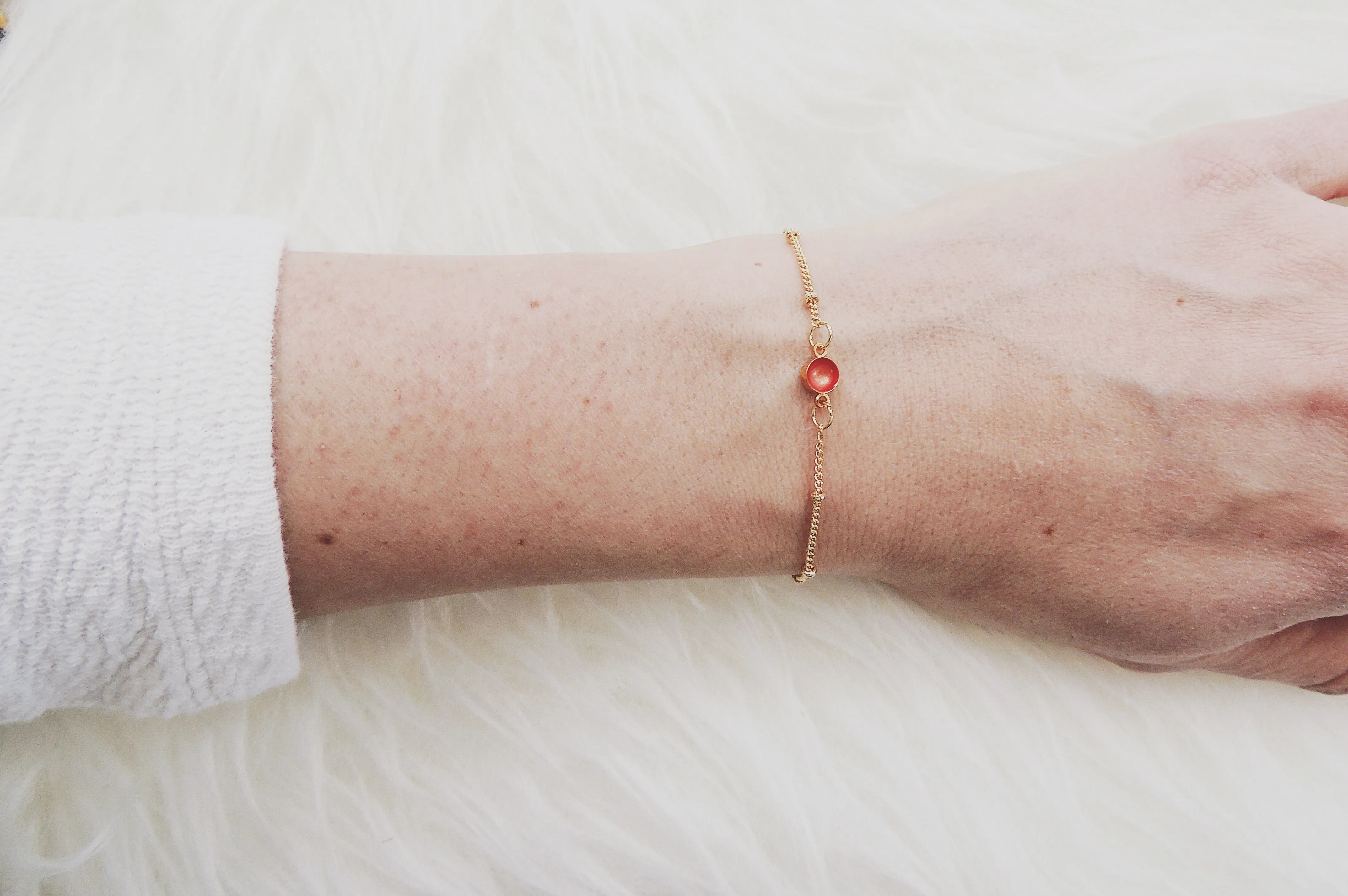 SALE- Enamel Dot Bracelet-Salmon